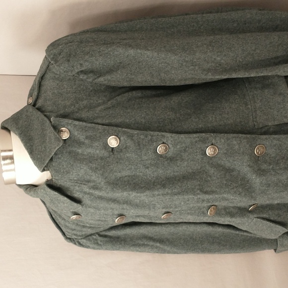 Vintage Swiss Military Wool Coat Bluish Gray Silver Cross Buttons Long Length - Picture 2 of 16